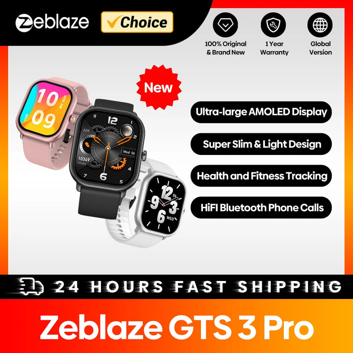 Zeblaze GTS 3 Pro – AMOLED Smartwatch with Voice Calls & Fitness Tracking