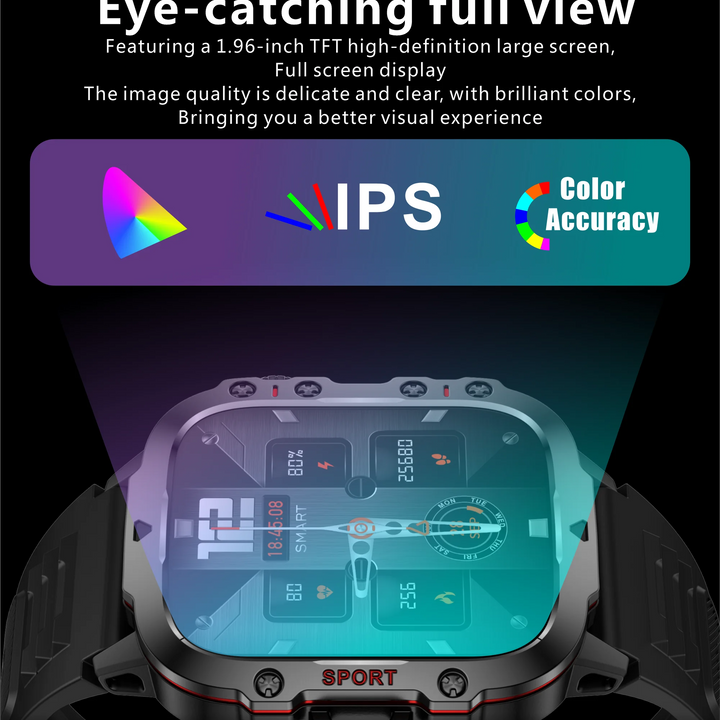 LIGE 1.96’’ Smartwatch – Bluetooth Call, Voice Assistant, Fitness & Waterproof