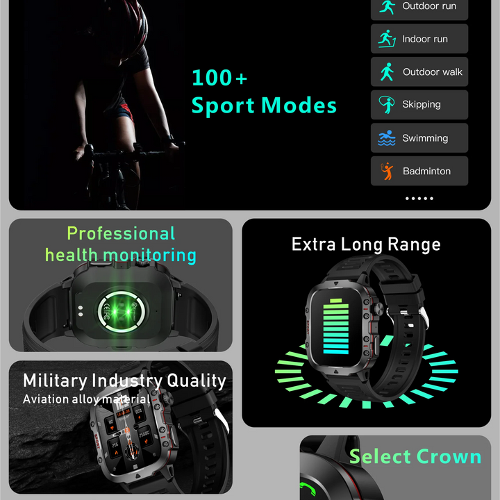 LIGE 1.96’’ Smartwatch – Bluetooth Call, Voice Assistant, Fitness & Waterproof
