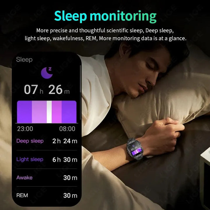LIGE 1.96’’ Smartwatch – Bluetooth Call, Voice Assistant, Fitness & Waterproof