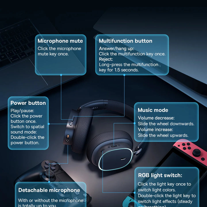 Baseus GH02 Wireless Gaming Headset with Mic RGB