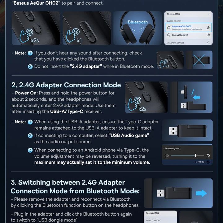 Baseus GH02 Wireless Gaming Headset with Mic RGB