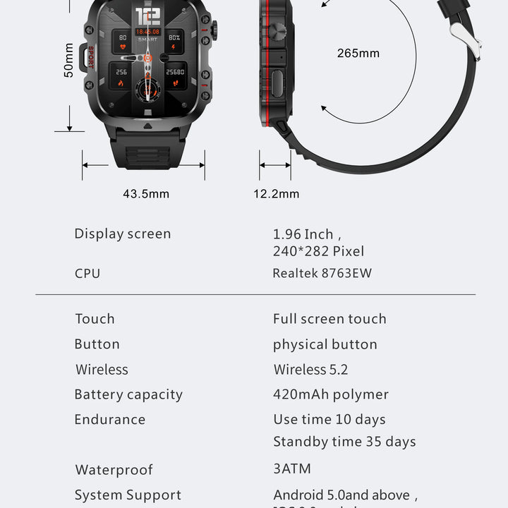 LIGE 1.96’’ Smartwatch – Bluetooth Call, Voice Assistant, Fitness & Waterproof